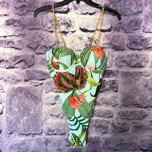 Shein Palm Tree One Piece Swimsuit